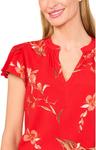 Блуза CeCe V-neck Shirred Neck Flutter Sleeve Blouse, цвет Fiery Red - фото 3