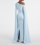 Креповое платье с декором от Ринны Safiyaa, Baby Blue With Multi-Blues - фото 3