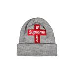 Шапка-бини Supreme x New Era Cross Box Logo, Heather Grey - фото