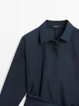 Миди-платье-рубашка с деталью шарфа Massimo Dutti, blue - фото 4