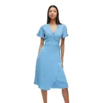 Платье Vila Lovie Wrap short sleeve midi, синий - фото