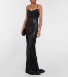 Платье из искусственной кожи с кружевной вышивкой ALESSANDRA RICH, черный - фото 2