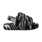 Кроссовки UGG Fluff Yeah Slide Kids Zebra, черный - фото