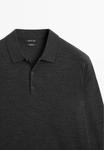 Поло Massimo Dutti MERINO POLO COLLAR LONG SLEEVE, Dark Grey - фото 7
