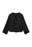 Блуза Massimo Dutti SATIN GARMENT WITH BUTTON DETAIL, Black - фото 2