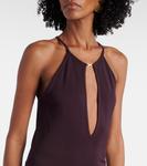 Платье из креп-джерси с вырезом халтер и вырезом Tom Ford, Plum - фото 4