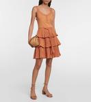 Многоярусное мини-платье ULLA JOHNSON, коричневый - фото 2