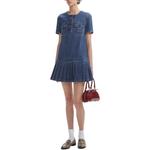 Футболка Self-portrait плиссированное мини-платье деним синий - фото 5