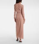 Рубиновый струящийся макси-платье с драпировкой SIR, Light Tan - фото 3