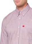 HUGO Мужская приталенная длинная рубашка Oxford Button Down, Crimson Red - фото 3