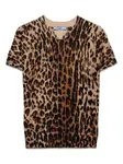 Футболка с леопардовым принтом Prada, коричневый - фото