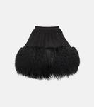 Мини-юбка из джерси и овчины David Koma, черный - фото