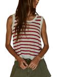 Knit Sweater Acrylic Nylon Striped Sleeveless Top In Ivory Red By Together - фото 3
