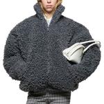 Acne Studios Пальто с бархатистой текстурой Women's, Charcoal Gray - фото