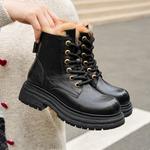 Женские зимние ботинки Martin Boot черные EBLAN, черные (на флисовой подкладке) - фото 5