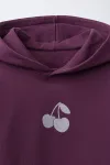 Блестящая толстовка с вишневым принтом Zara, фиолетовый - фото 3