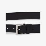 Кожаный ремень с логотипом Prada, черный - фото 3