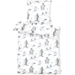 Постельное белье APELT «Nils GOTS», белые медведи и пингвины, белый/синий - фото