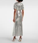 Платье миди с пайетками Rotate, серебряный - фото 3