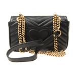 Сумка gg marmont leather single-shoulder chain bag mini black Gucci, черный - фото 3