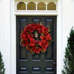 Венок декоративный Safavieh из листьев амариллиса и магнолии, 61 см, красный / зеленый - фото