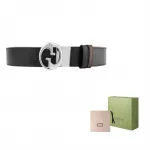 Ремень кожаный Gucci мужской, черный / коричневый - фото