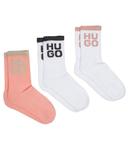 Носки женские Hugo Bodywear с логотипом 3 пары, розовый/белый - фото 3