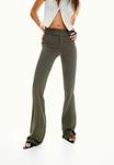 Брюки Bershka FLARED BENGALINE, Dark Green - фото