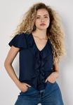 Блуза Apricot RUFFLE FRONT, Navy/Dark Blue - фото