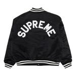 Куртка Supreme x Mitchell & Ness Satin Varsity Jacket, Black - фото