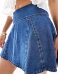 Мини-юбка-годе из денима ASOS DESIGN средне-синего цвета - фото 4