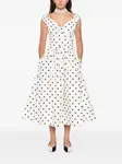 Платье миди с запахом в горошек Self-Portrait, белый - фото 2