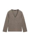 Джемпер Massimo Dutti CABLE-KNIT V-NECK, Mottled Brown - фото 6