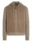 Худи на молнии со вставками в рубчик Zegna, коричневый - фото