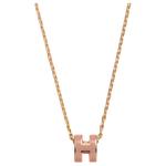 HERMES Металлическое золотое покрытие ожерелье Women's Rose Pink - фото 2