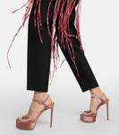 Босоножки на платформе из атласа с декором Rene Caovilla, Rose - фото 4