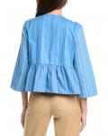 GANNI Блуза с баской, синий - фото 2
