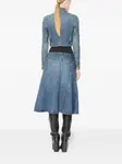 Джинсовая миди-юбка с вставками Alaïa, синий - фото 3