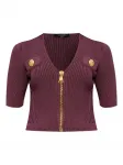 Трикотажный топ на молнии Balmain, фиолетовый - фото