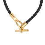 HERMES Браслет из телячьей кожи унисекс черный - фото