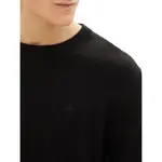 Свитер TOM TAILOR с круглым вырезом и вышитым логотипом, черный - фото 3