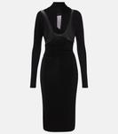 Платье миди из джерси со сборками Saint Laurent, Noir - фото