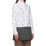 Рубашка в полоску с плиссированным подолом THOM BROWNE, белый - фото 3