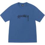 Футболка с разрезом Stussy, синий - фото