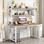 Стол компьютерный 80x60 см с полкой, белая рама + карбон - фото 8