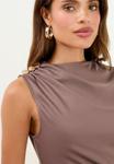 Топ Lipsy BUTTON DRAPE DETAIL SLEEVELESS, Mocha Brown/Beige - фото 3