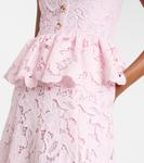 Платье миди с кружевным пеплумом Self-Portrait, розовый - фото 5