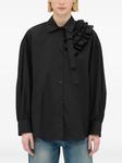 Рубашка из хлопка с оборками MSGM, черный - фото 3