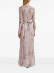 Макси-платье с цветочным принтом и поясом Alberta Ferretti, розовый - фото 3