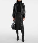 Кожаная юбка миди Yves Salomon, Noir - фото 2